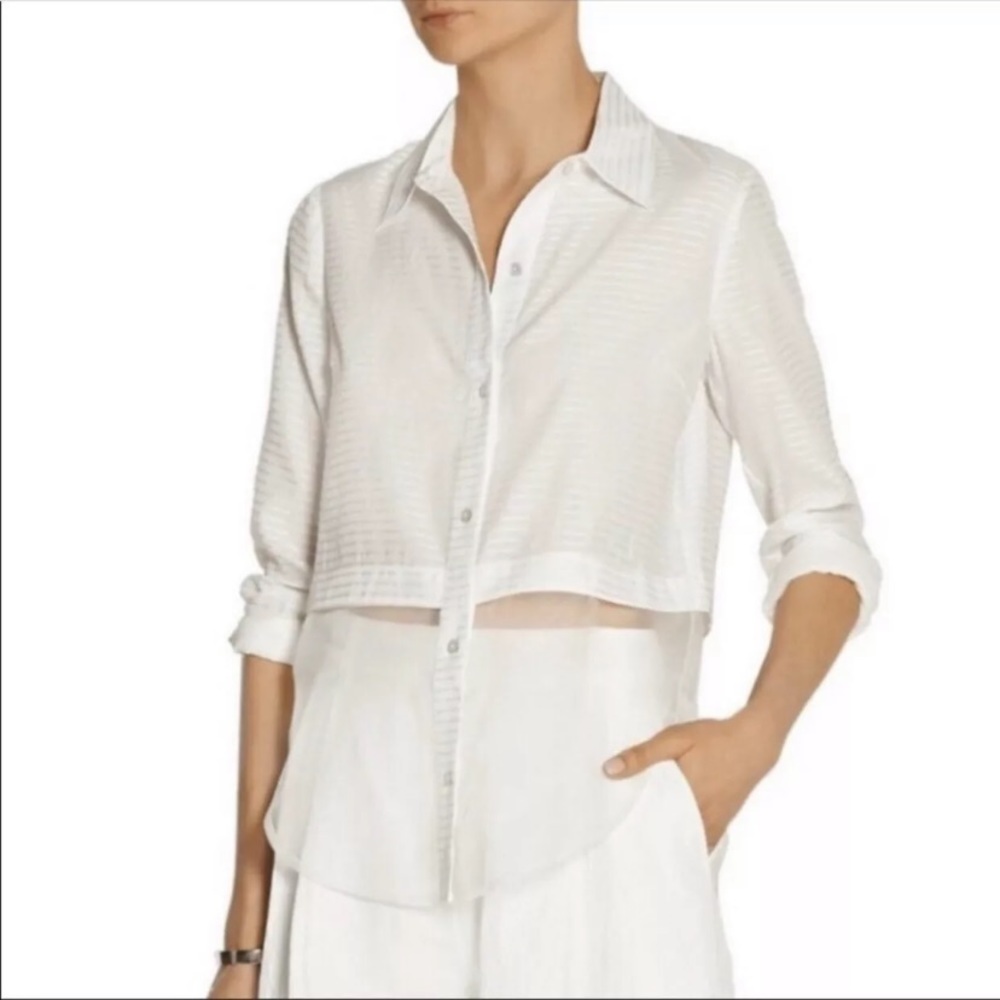 Elizabeth and James Poplin and Silk top. Sz S. - Picture 2 of 4